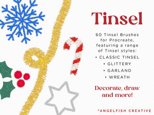 Tinsel Procreate Brush Set: 60 Christmas Garland Brushes, range of brush styles