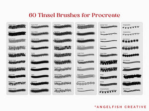 Tinsel Procreate Brush Set: 60 Christmas Garland Brushes, screenshot of brushes