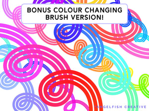 Triple Line Brush for Procreate | 3 Line Multi-line Monoline Brush, rainbow