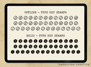 Typewriter Procreate Brush Set | Type Alphabet Letter Key Stamp, Ink & Texture Brushes, type key stamps
