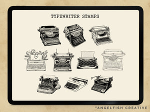 Typewriter Procreate Brush Set | Type Alphabet Letter Key Stamp, Ink & Texture Brushes, typewriter stamps