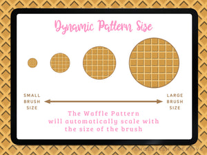 Waffle Pattern Procreate Brush Set | 6 Texture Brushes, square diamond icecream cone, dynamic pattern size