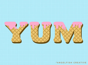 Waffle Pattern Procreate Brush Set | 6 Texture Brushes, square diamond icecream cone, yum icecream lettering