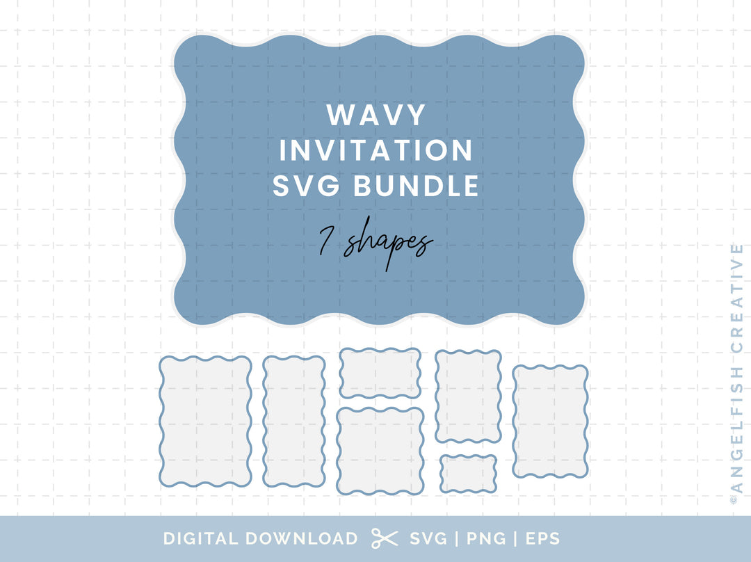 Wavy Invitation Stationery Bundle - SVG, PNG, EPS Cutting Files/Clipart, title