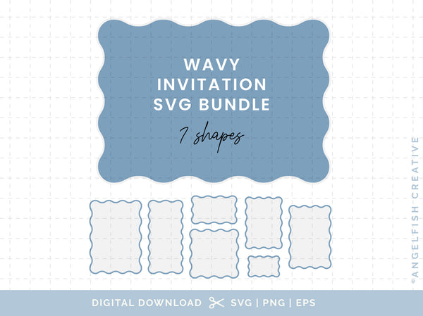 Wavy Invitation Stationery Bundle - SVG, PNG, EPS Cutting Files/Clipart, title