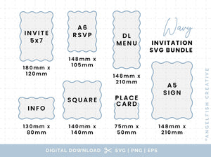 Wavy Invitation Stationery Bundle - SVG, PNG, EPS Cutting Files/Clipart, sizes