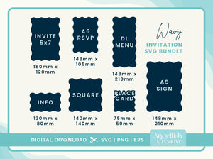 Wavy Invitation SVG Bundle - Cricut Cutting Files, sizes