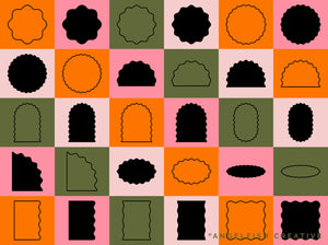 Wavy Shapes Procreate Brush Set | 60 Retro Frame Curved Line Geometric Shape Stamp Brushes, shapes page 1