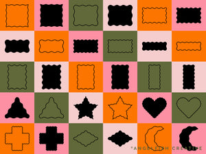 Wavy Shapes Procreate Brush Set | 60 Retro Frame Curved Line Geometric Shape Stamp Brushes, shapes page 2