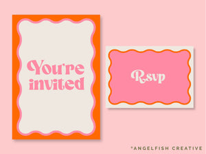 Wavy Shapes Procreate Brush Set | 60 Retro Frame Curved Line Geometric Shape Stamp Brushes, invite