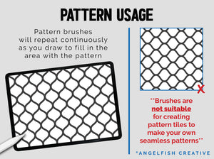 Wire Fence Procreate Brush Set, metal chain link pattern brushes, pattern usage