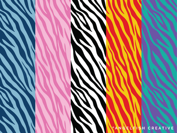 Zebra Print Brush Set for Procreate | 6 Zebra Animal Stripe Print Brushes, pattern in different colours