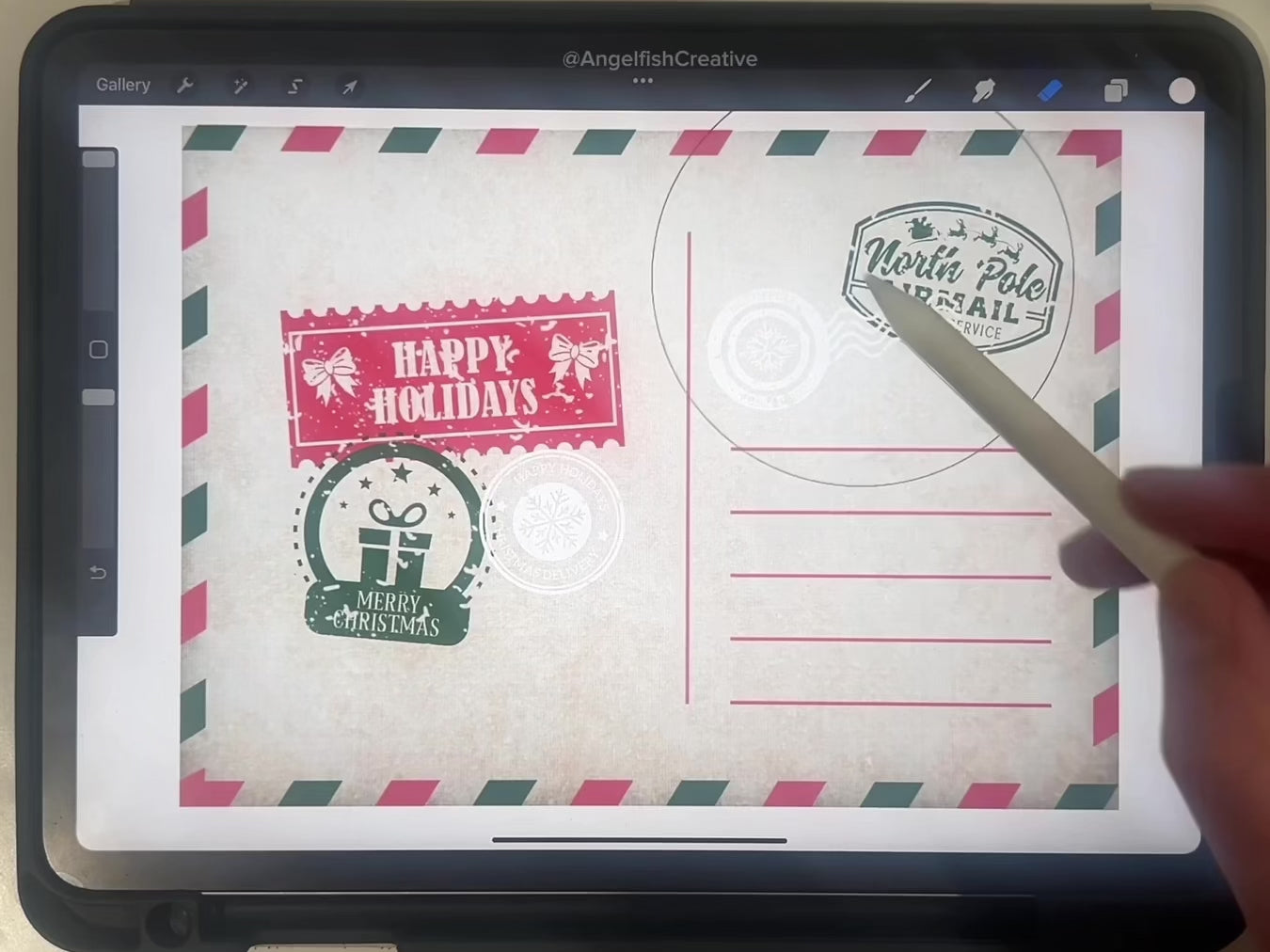 Christmas Postage Stamps - Stamp Brushes for Procreate | Postcard Letter to Santa, North Pole Stationery | Brush Set, video