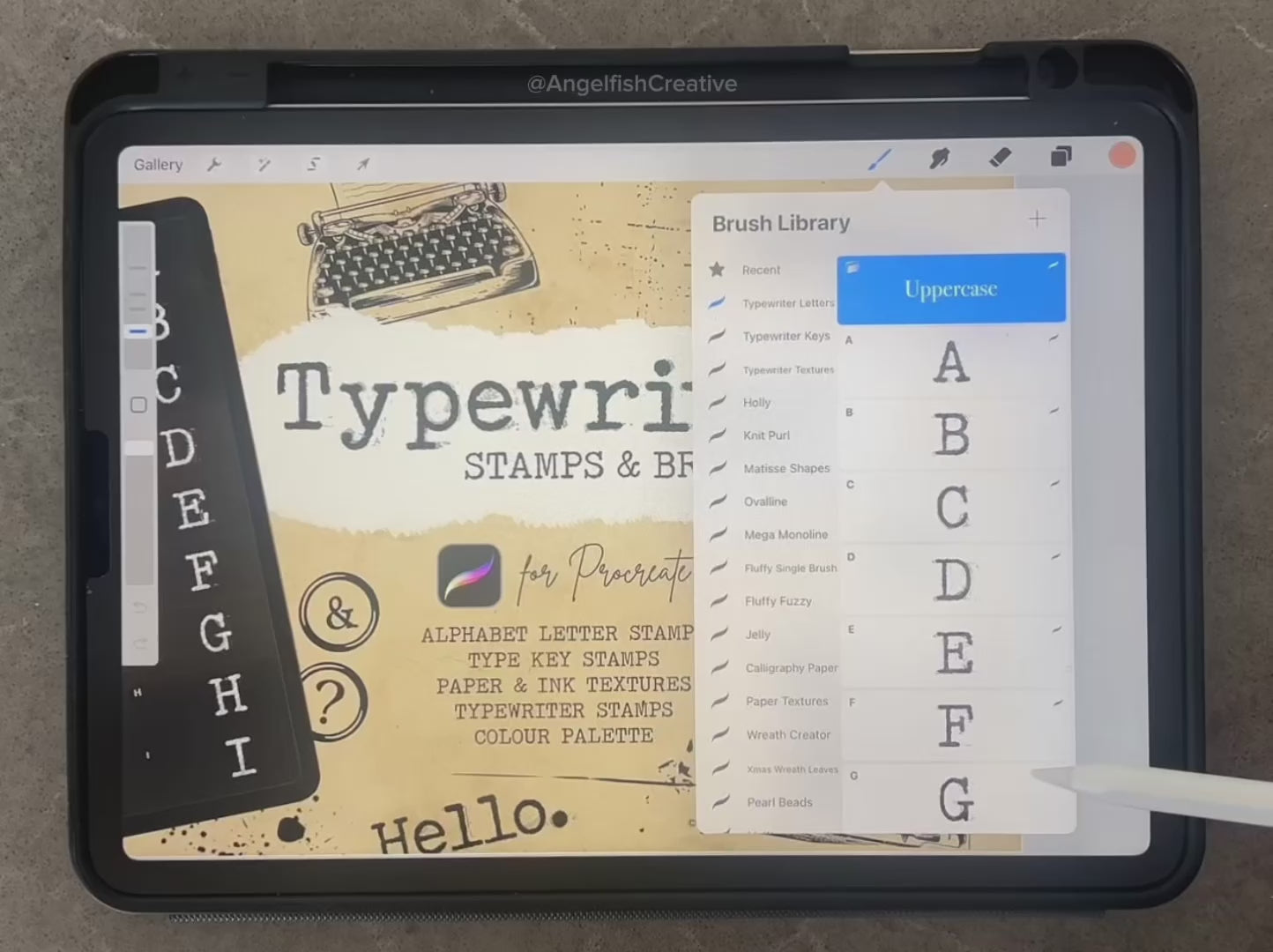 Typewriter Procreate Brush Set | Type Alphabet Letter Key Stamp, Ink & Texture Brushes, video
