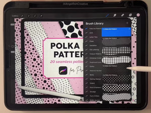 Polka Dot Pattern Brushes for Procreate | seamless dotted, dots, spots, circle patterns, demo video