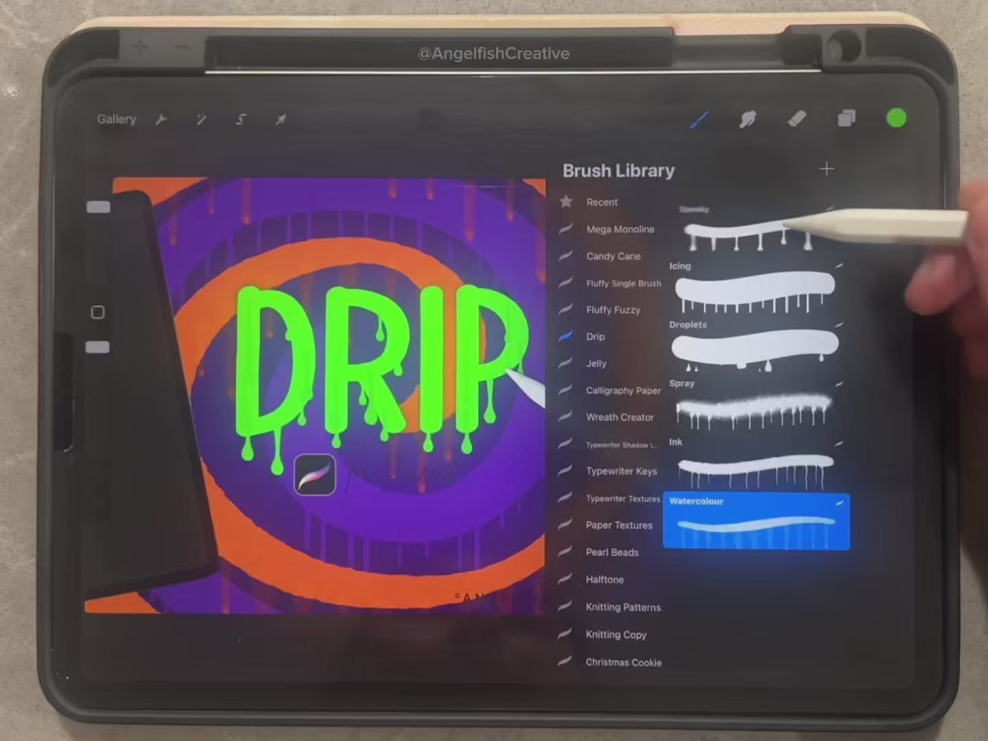 Drip Brush Set for Procreate | dynamic dripping lettering brushes, video example