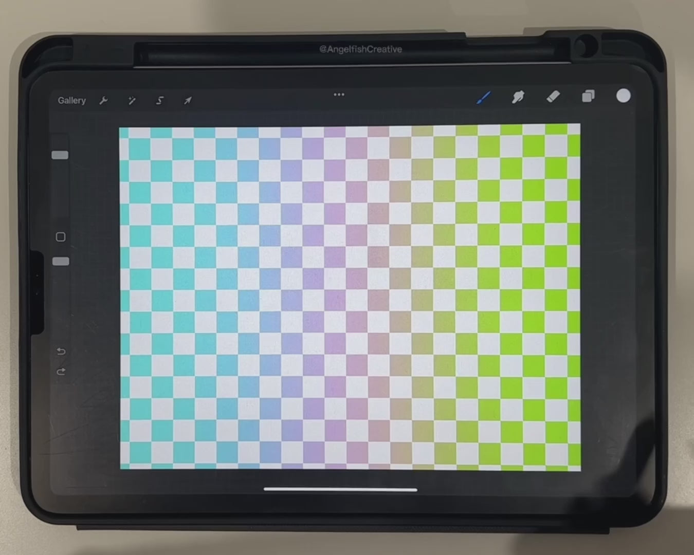 Checker Pattern Brush for Procreate, seamless square tile, demo video