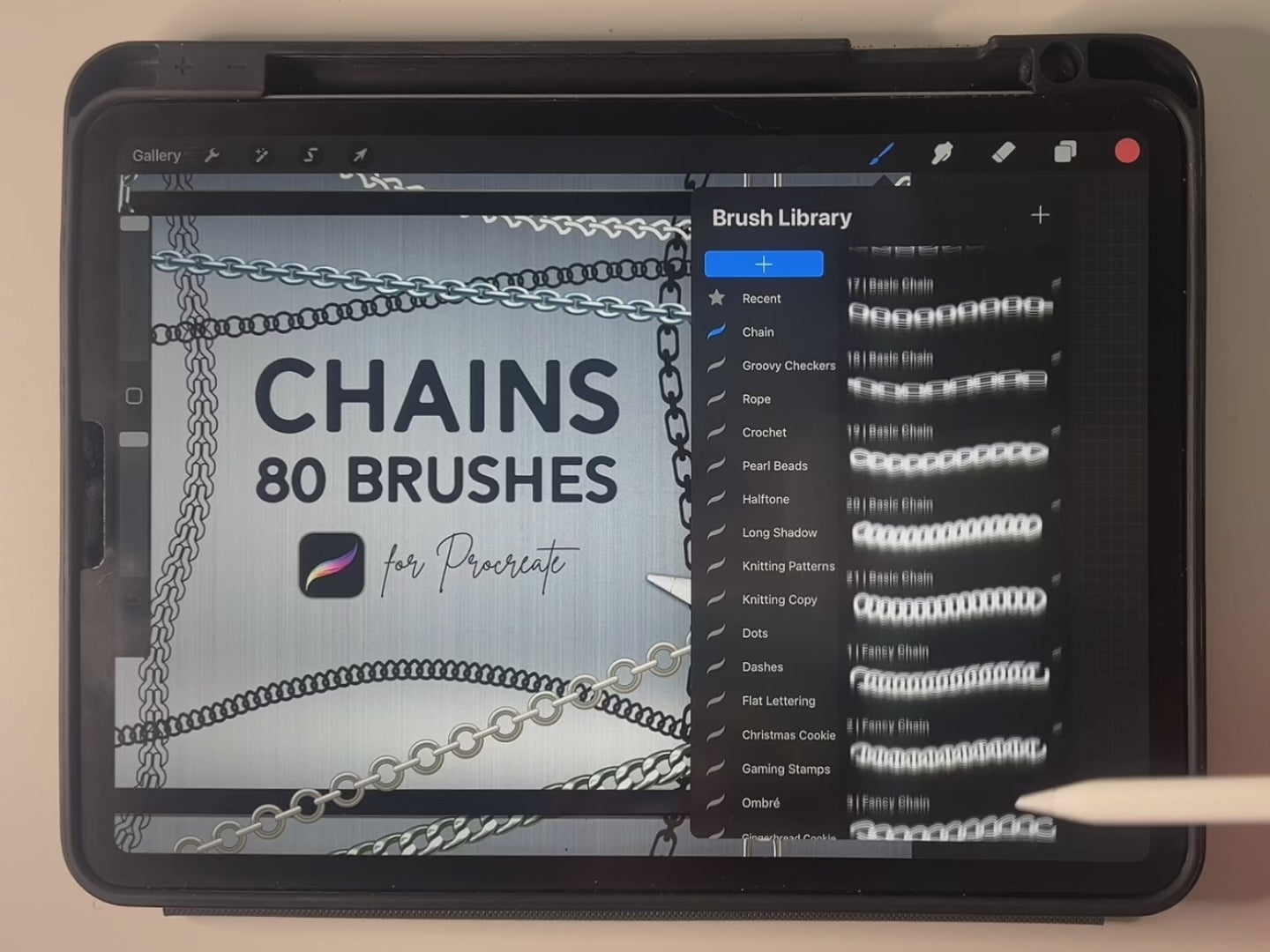 Chains Procreate Brush Set | 80 Metal Link Brushes, demo video