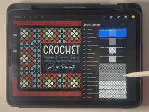 Crochet Brush Set for Procreate | 16 Granny Square, Afghan Crochet Stamp & Pattern Brushes, demo video