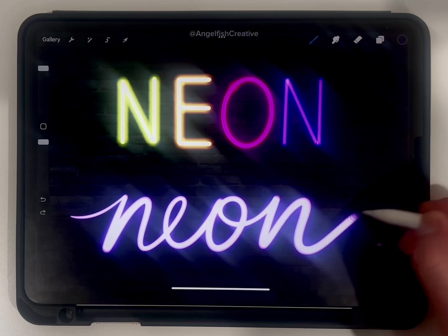 Neon Brush for Procreate | Glowing Light Monoline Lettering Brush, video