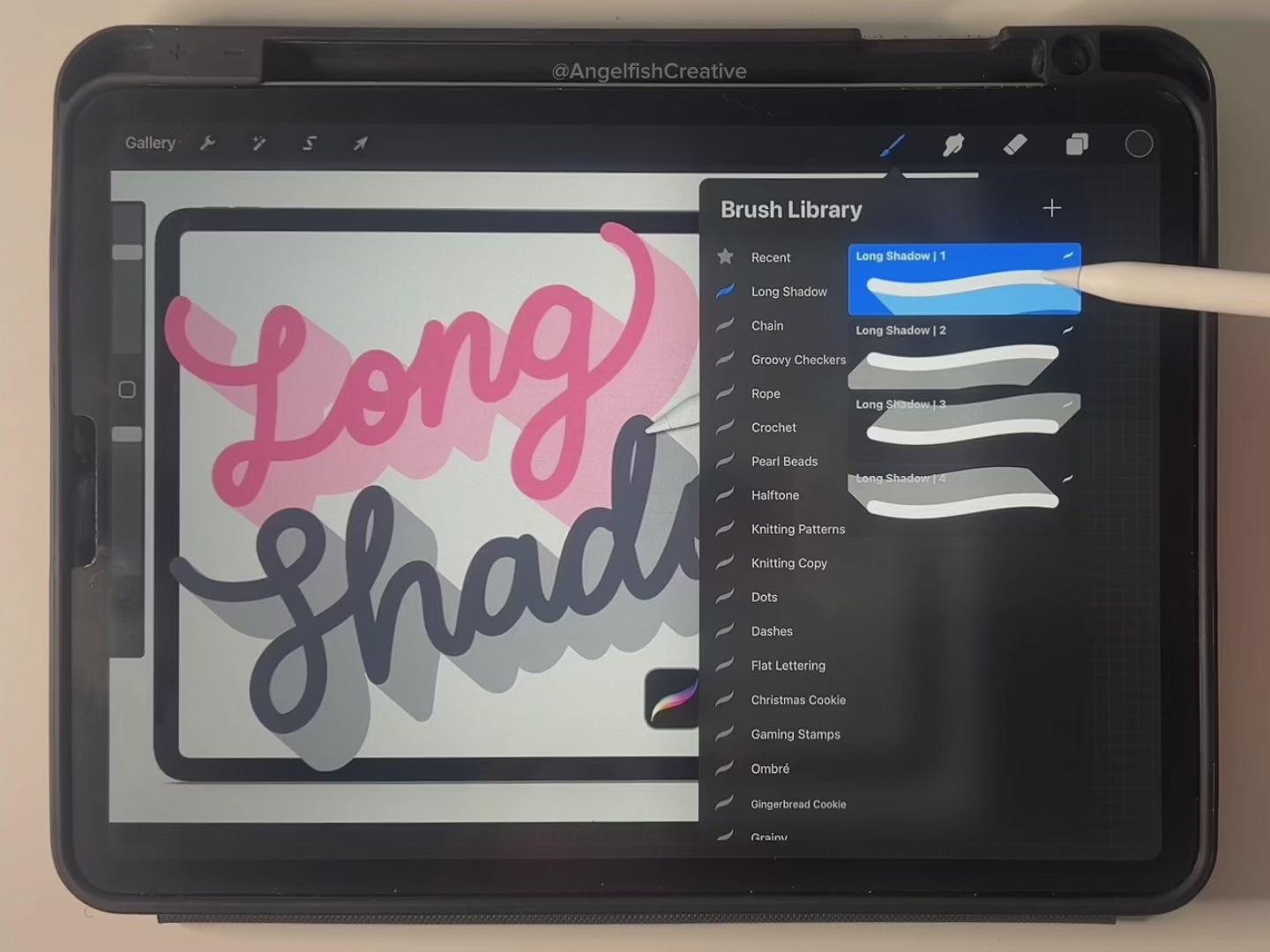 Long Shadow Brush for Procreate | 3D Drop Shadow Hand Lettering Brush, demo video