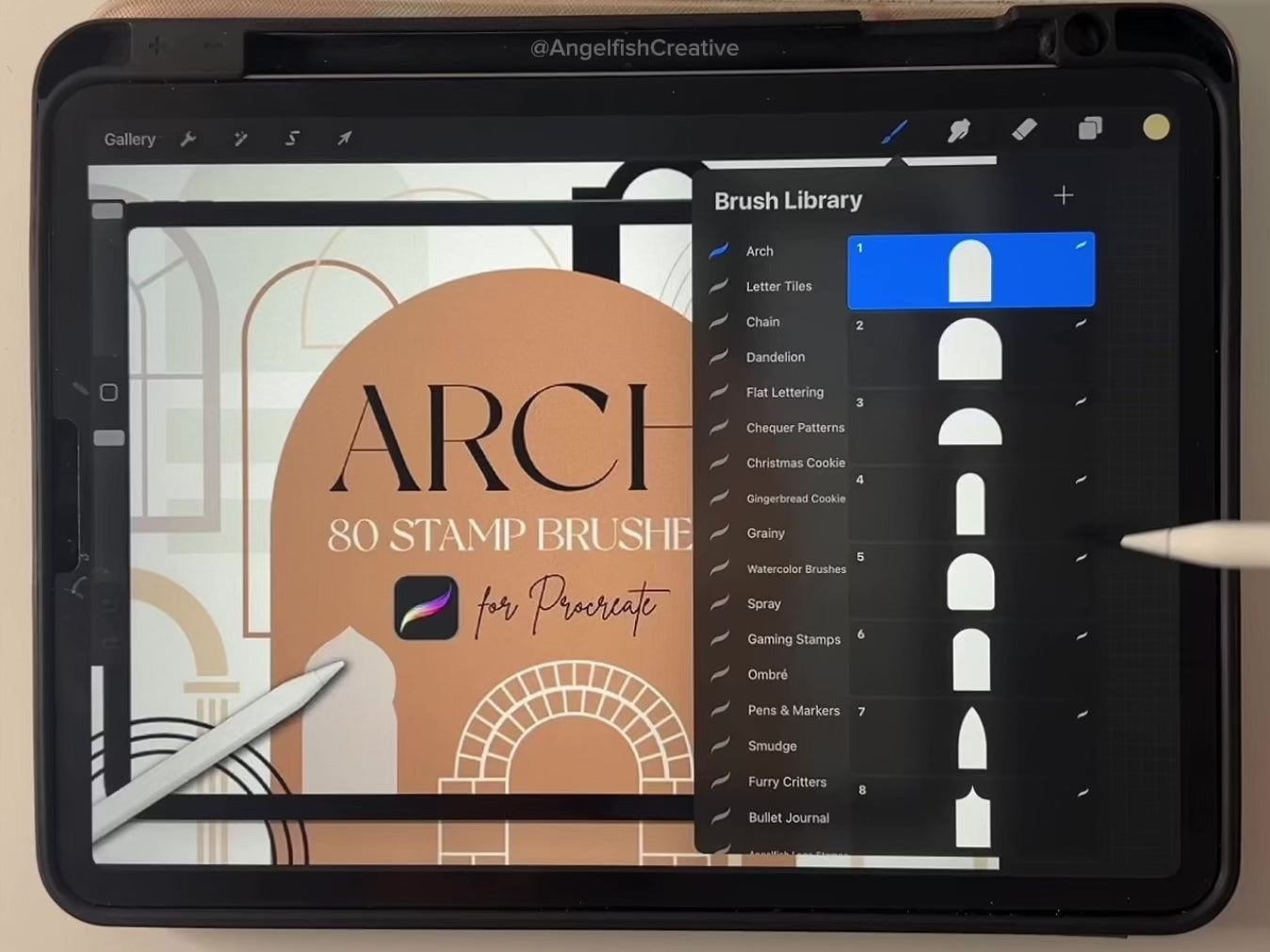 Arch Procreate Brush Set | 80 Curved Arches Shape Stamp Brushes, demo video