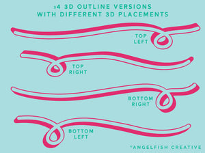 3D Outline Procreate Brush Set | Set of 4 Procreate Brushes for 3D shadow lettering, brush angles