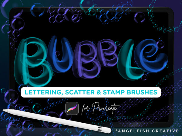 Bubble Procreate Brush Set | 21 Lettering, Scatter & Stamp Bubbles Brushes, title