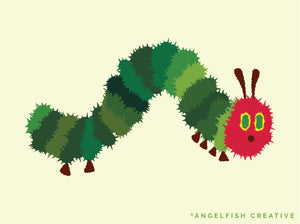 'Hungry Caterpillar' book illustration drawn using the Cactus Spiky Brush for Procreate.