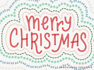 Holiday Border Procreate Brush Set | Set of 20 Christmas Pattern Line Brushes, merry christmas hand lettering