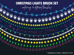 Christmas Lights Procreate Brush Set | 56 Bokeh Sparkle Neon Glow Fairy Light Brushes, different brushes