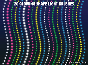 Christmas Lights Procreate Brush Set | 56 Bokeh Sparkle Neon Glow Fairy Light Brushes, glowing shape light brushes