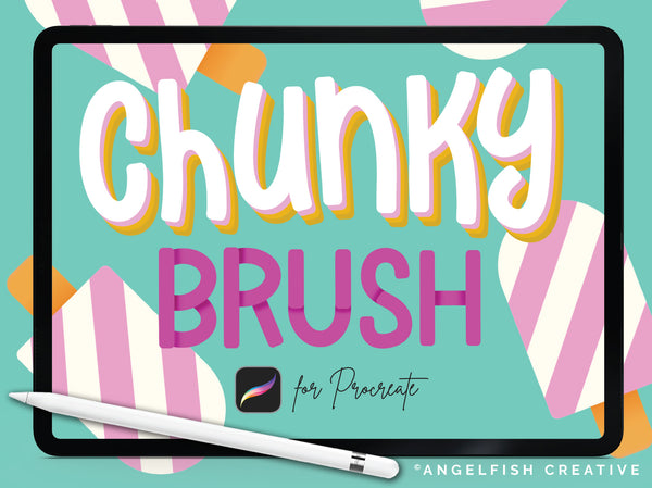 Chunky Brush Set, procreate ipad, monoline square rounded corner lettering brushes, title art