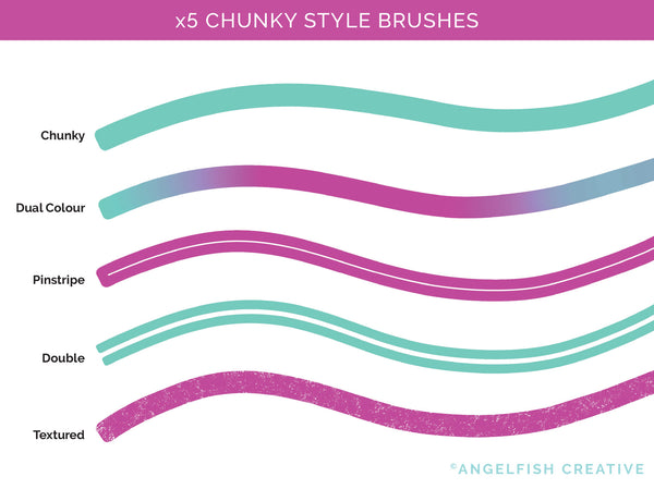 Chunky Brush Set, procreate ipad, monoline square rounded corner lettering brushes, brush styles