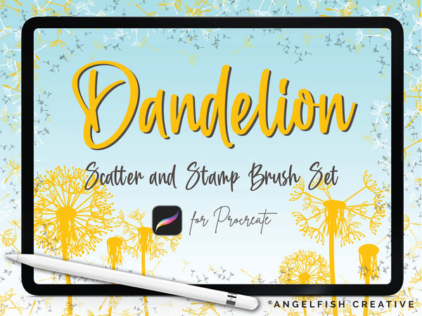 Dandelion Brush Set for Procreate | Floral Seed Stamp Scatter Brushes, title art
