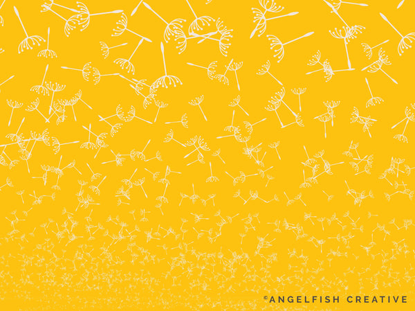 Dandelion Brush Set for Procreate | Floral Seed Stamp Scatter Brushes, seeds on yellow background