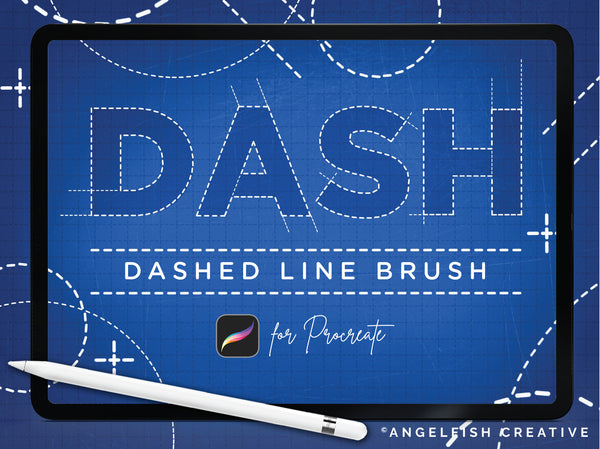 Dash Brush for Procreate | Dashed Guideline Monoline Line Brush, title art