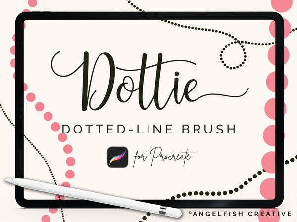 Dottie Brush for Procreate | Circle Polka Dot, Dotted Line Border Brush, title