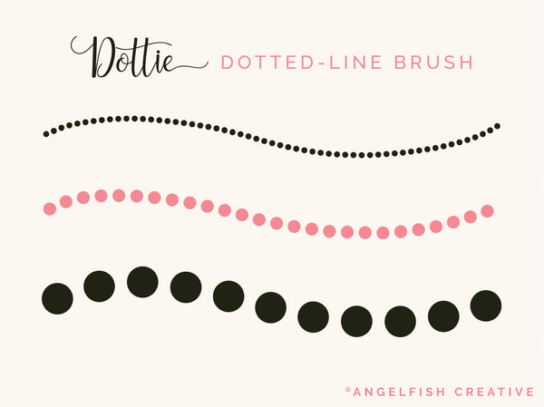 Dottie Brush for Procreate | Circle Polka Dot, Dotted Line Border Brush, brush sizes