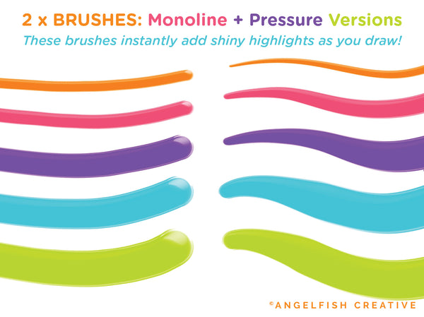 Juicy Brush for Procreate | Shiny 3D Lettering & Drawing Brush, brush styles