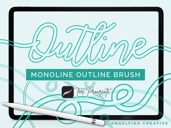 Outline Brush for Procreate | Outlined Lettering Monoline Outliner Line Brush, title artwork