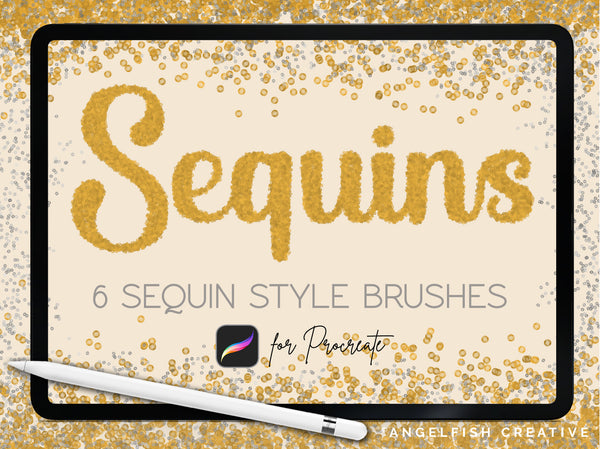 Sequins Brush Set for Procreate | 6 Glitter Sequin Scatter Lettering Brushes, title art