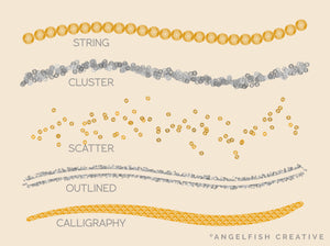 Sequins Brush Set for Procreate | 6 Glitter Sequin Scatter Lettering Brushes, brush styles