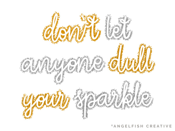 Sequins Brush Set for Procreate | 6 Glitter Sequin Scatter Lettering Brushes, don't let anyone dull your sparkle hand lettering