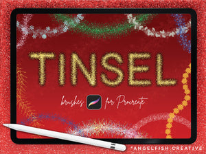 Tinsel Procreate Brush Set | Set of 48 Christmas Sparkle Glitter Tinsel Brushes, title artwork